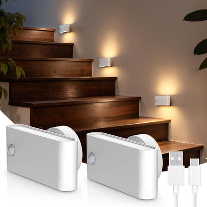 L LOHAS LED Motion Sensor Night Light, [2-Pack] Plug in Night Light with Motion Sensor and Dusk to Dawn Sensor, Brightness Adjustable, 3000K Soft White Nightlight for Bathroom Hallway Kitchen