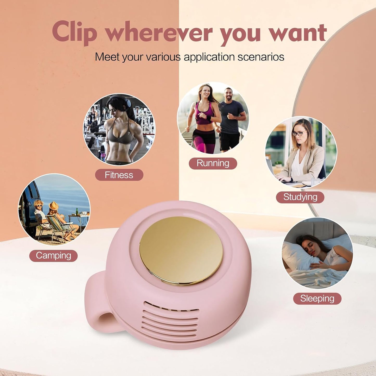 Portable Silent Mini Bladeless Electric Fan,Small fan Clip on for Shirt & Waist,2026 New Mini Bladeless Fan Clip On,Adjustable 3-Speed For Outdoor & Travel & Office, Travel Accessories, Gift (white)