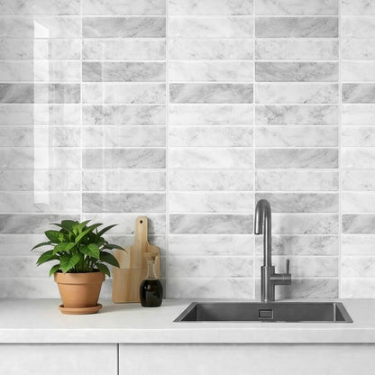 Peel and Stick Backsplash Tiles – Easy DIY Self-Adhesive Subway Wall Tiles, 10 Pack for Kitchen & Bathroom, 11.42'' x 9'' (White Grey)