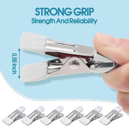 Clothes Pins Heavy Duty, 30 Pack, 2.17 Inch Metal Chip Clips, Clothespins for Photo Drying Clothesline Laundry Sock, Bag Clips for Food Kitchen Stainless Steel with Rubber, 6 Colors