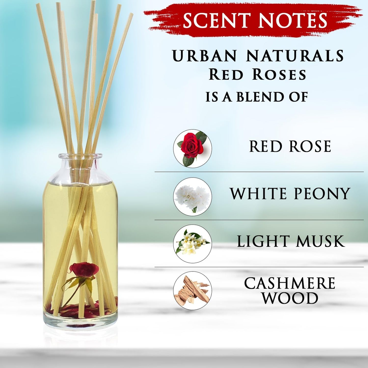 Urban Naturals Smoked Vanilla Reed Diffuser Set with Vanilla Bean, Sandalwood & Leather | Made in the USA - Colors C
