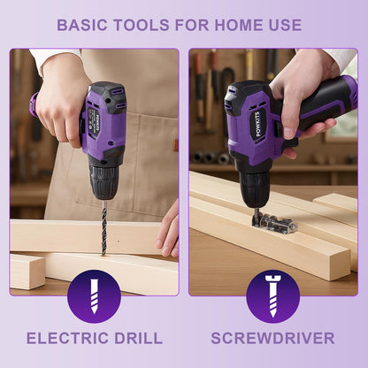 Cordless Drill Tool Set: 12V Power Drill Tool Kit with Battery & Charger, 25+1 Torque Setting, Portable Household Basic Drills Case for Men & Women, 2-Speed Electric Drill Set, 142 Piece, Green