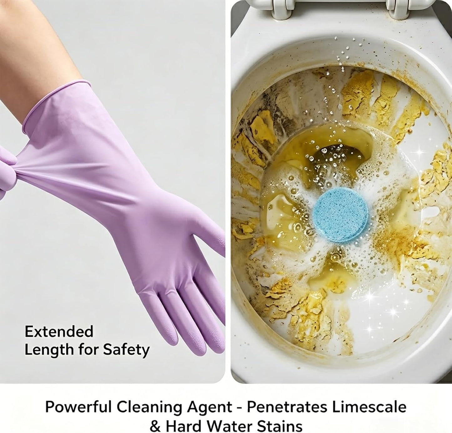 All-in-One Toilet Cleaning Kit - Disposable Toilet Brush with 18 Refills, 12 Extended Cleaning Gloves &12 Deep Clean Tablets - No Touch Bathroom Wand, Zero-Touch Cleaning System for Home & Apartment