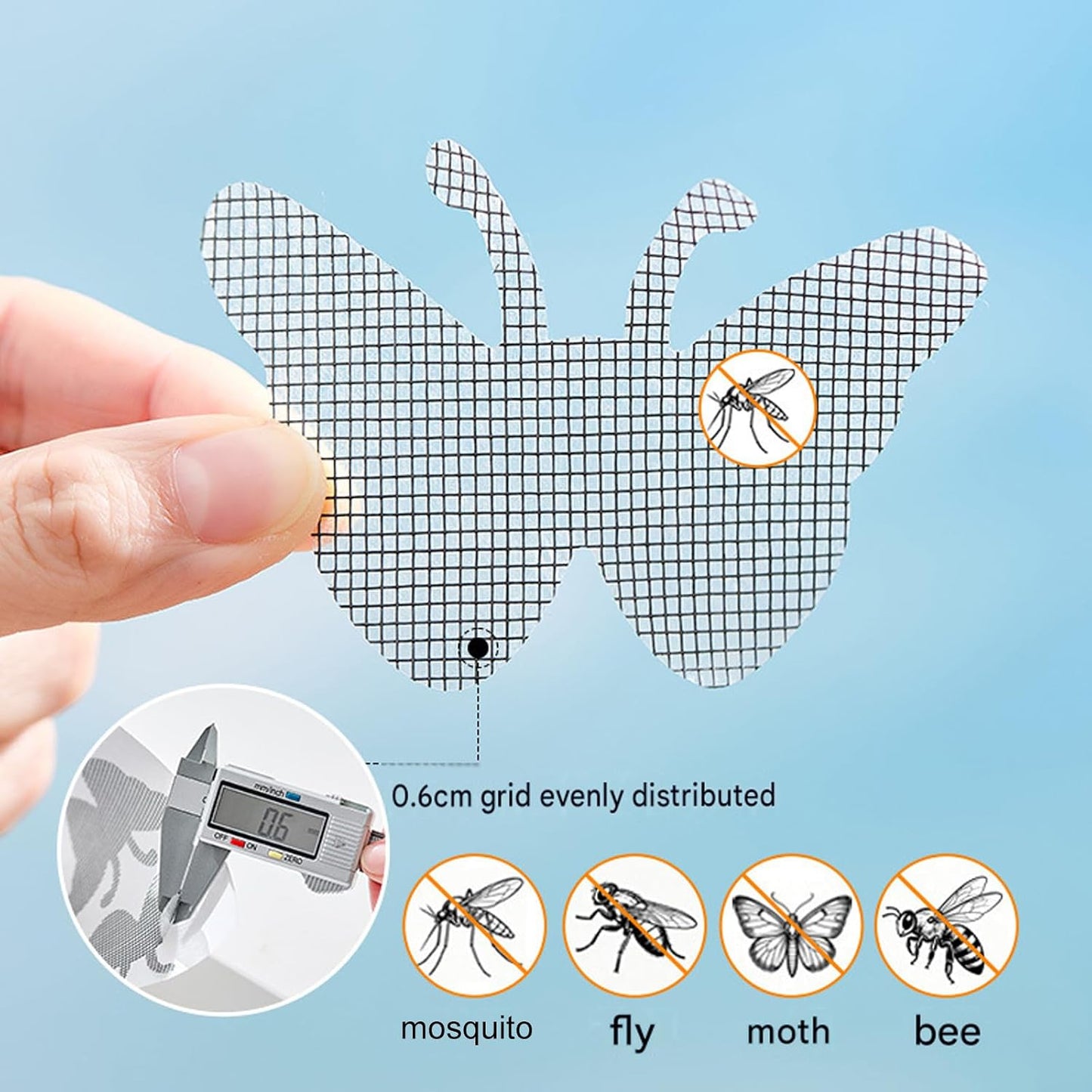 30Pcs Window Screen Patches Repair Kit, Butterfly Shape Window Screen Repair Kit for Mesh Door, Strong Adhesive Fiberglass Quick Tape