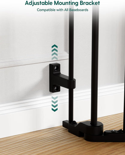 Babelio 104" Extra Wide Baby Gate, 30” Tall Auto Close Dog Fence for Stairs Doorways Fireplace, Hardware Mounted Pet Gate Indoor, Foldable 5 Metal Panels, AdaptiZone Series, Black