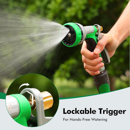 RESTMO Garden Hose Nozzle Heavy Duty, Leak-proof Water Hose Sprayer | 7 Adjustable Spray Patterns, Durable Metal, Flow Control, Ideal for Plants & Lawns Watering, Cars & Pets Washing, Green