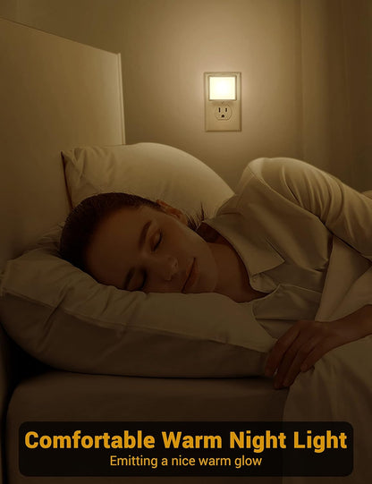 JandCase Night Lights Plug into Wall 2 Pack, Plug in Night Light with Dusk-to-Dawn Light Sensor, 3000K Soft White 0.3W, LED Nightlight for Bathroom, Adult, Hallway