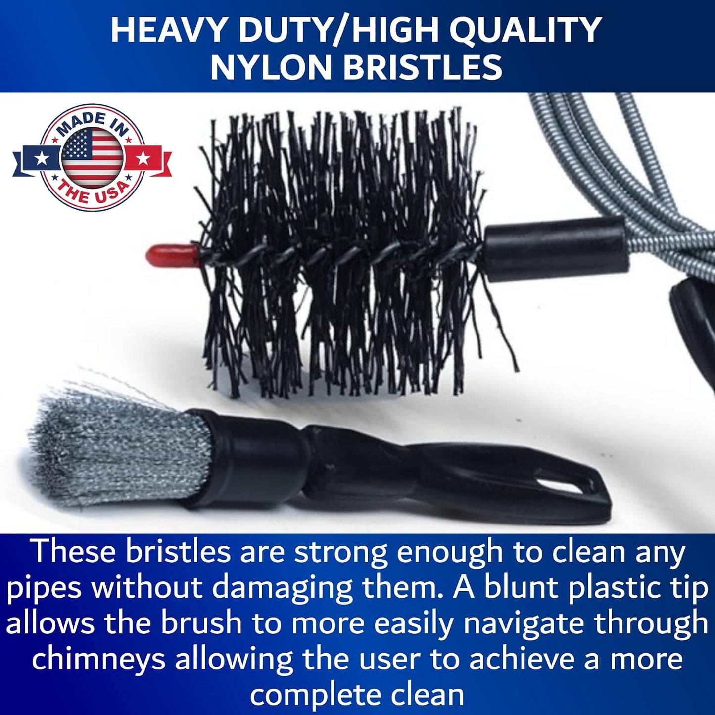 Pellet Stove & Dryer Vent Cleaner Kit – 3 inch Head and 10 ft Long Steel Flexible Brush for Fireplace Chimney, Ash, Lint & Soot Buildup Removal - Pellet Stove Cleaning Kit by FryOilSaver B67C