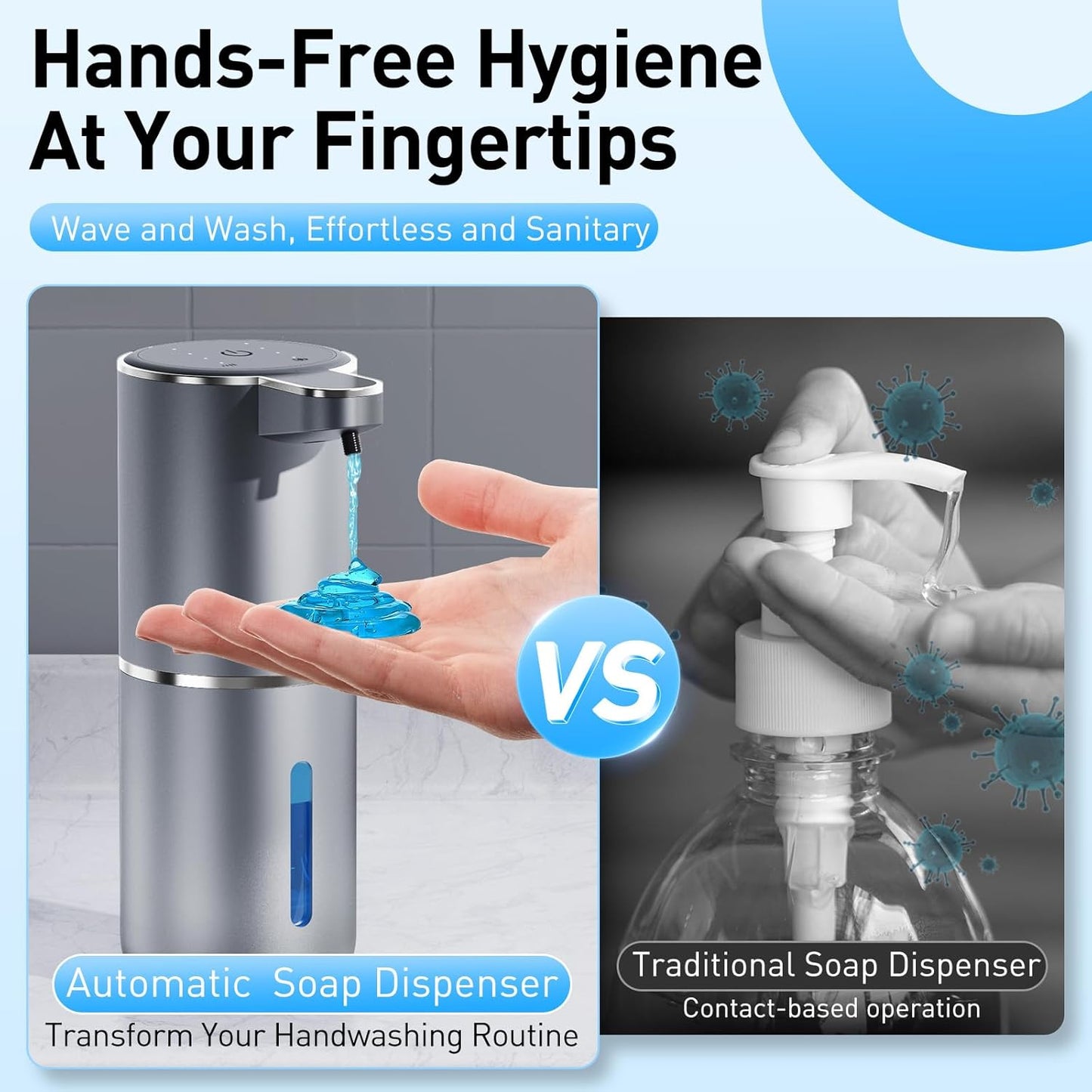 Fantictas Automatic Foaming Soap Dispenser Foaming Hand Sanitizer Touchless 1500mAh Soap Dispenser Rechargeable with Sensor for Bathroom Kitchen 13.5oz/380ml
