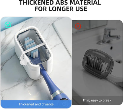 Travel Toothbrush Cover 2PCS,【Innovative Band Design】 Stay Closed Electric Toothbrush Covers Caps, Toothbrush Head Cover for Travel, Camping,Bathroom, Business