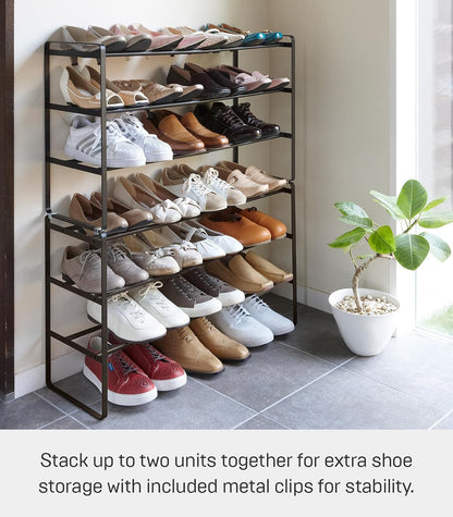 YAMAZAKI Home Frame Adjustable Shoe Rack - Spacesaving Storage Solution, 7" - Steel - Holds Up to 4 Pairs of Shoes Per Shelf