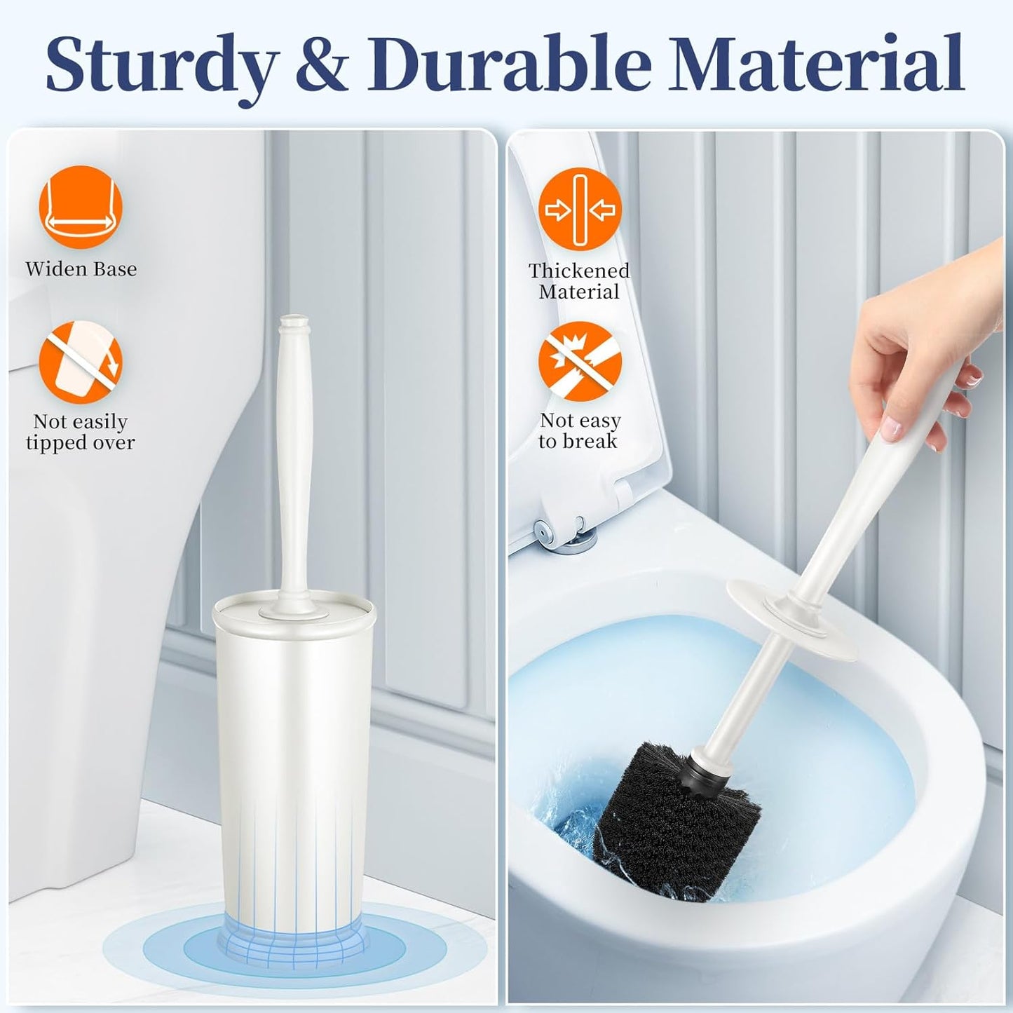 HAMITOR Toilet Bowl Brush Holder Set: 2 Pack Modern Deep Cleaning Bathroom Toilet Scrubber with Caddy for rv - Rim Decorative Accessories Cleaner Brushes for Toilet - Bronze1