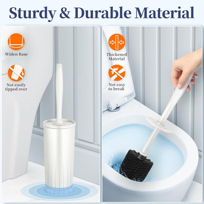HAMITOR Toilet Bowl Brush Holder Set: 2 Pack Modern Deep Cleaning Bathroom Toilet Scrubber with Caddy for rv - Rim Decorative Accessories Cleaner Brushes for Toilet - Bronze1