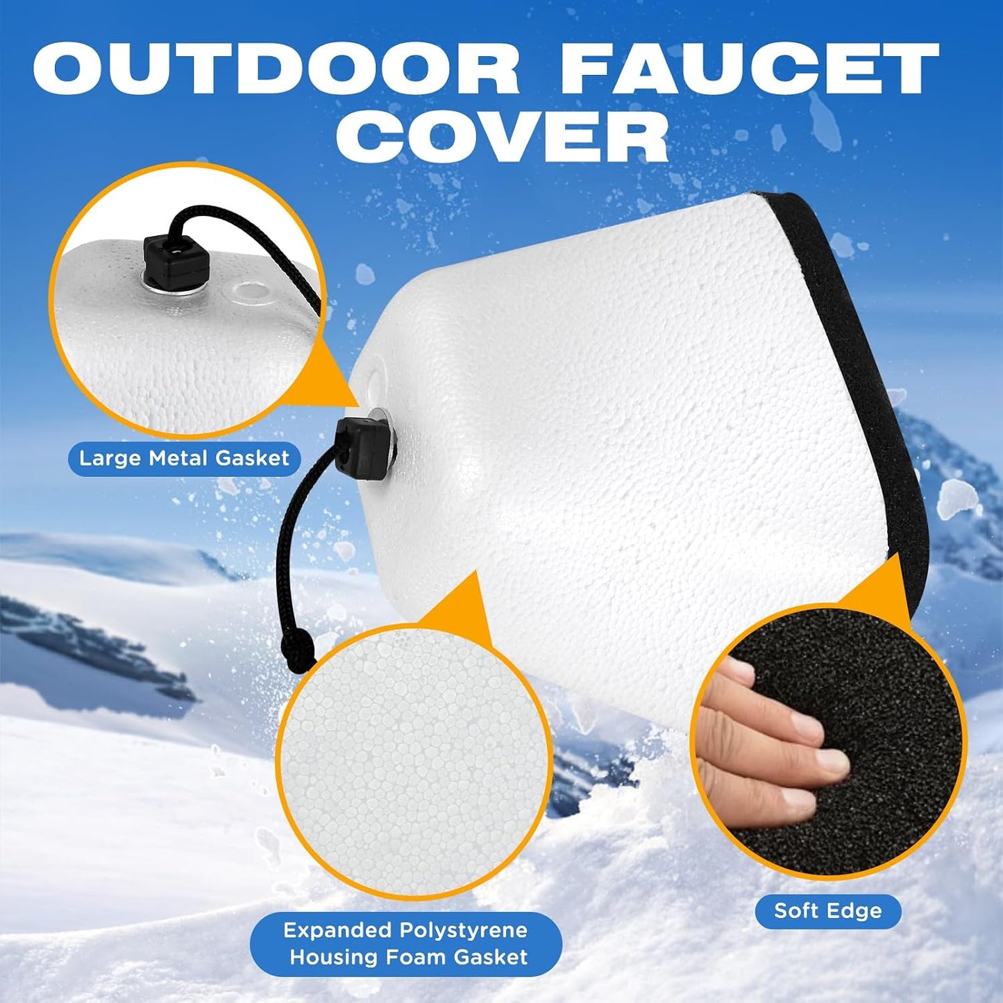 Outdoor Faucet Covers 4 Pack, Foam Insulated Freeze Protector | Reusable Faucet Insulation Covers Protect Outdoor Spigots from Winter Freezing, Cold Weather and Pipe Freeze Damage