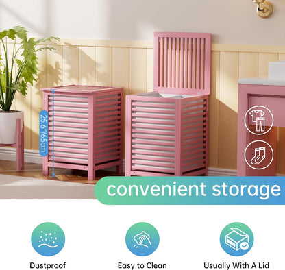 SMIBUY Double Laundry Hamper with Lid, 120L Bamboo Laundry Basket with Removable Liner Bag, 2-Section Clothes Divider Laundry Sorter for Laundry Room, Bathroom, Bedroom (Walnut)