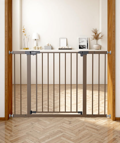 29.5-40.5" Baby Gate for Stairs, Dog Gate for Doorways, Walk Thru Auto Close Metal Baby Safety Gate for The House, Stairs and Doorways, Child Gate Pressure Mounted, Pet Gate for Dog Indoor - Black