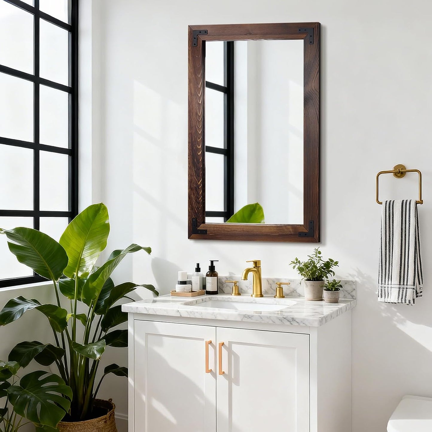 55"x22" Full Length Mirror with Wooden Frame，Natural Wooden Standing Mirror, Solid Wood Frame, Hanging or Leaning Wall-Mounted, Suit for Farmhouse, Living Room, Bedroom (Light Brown)