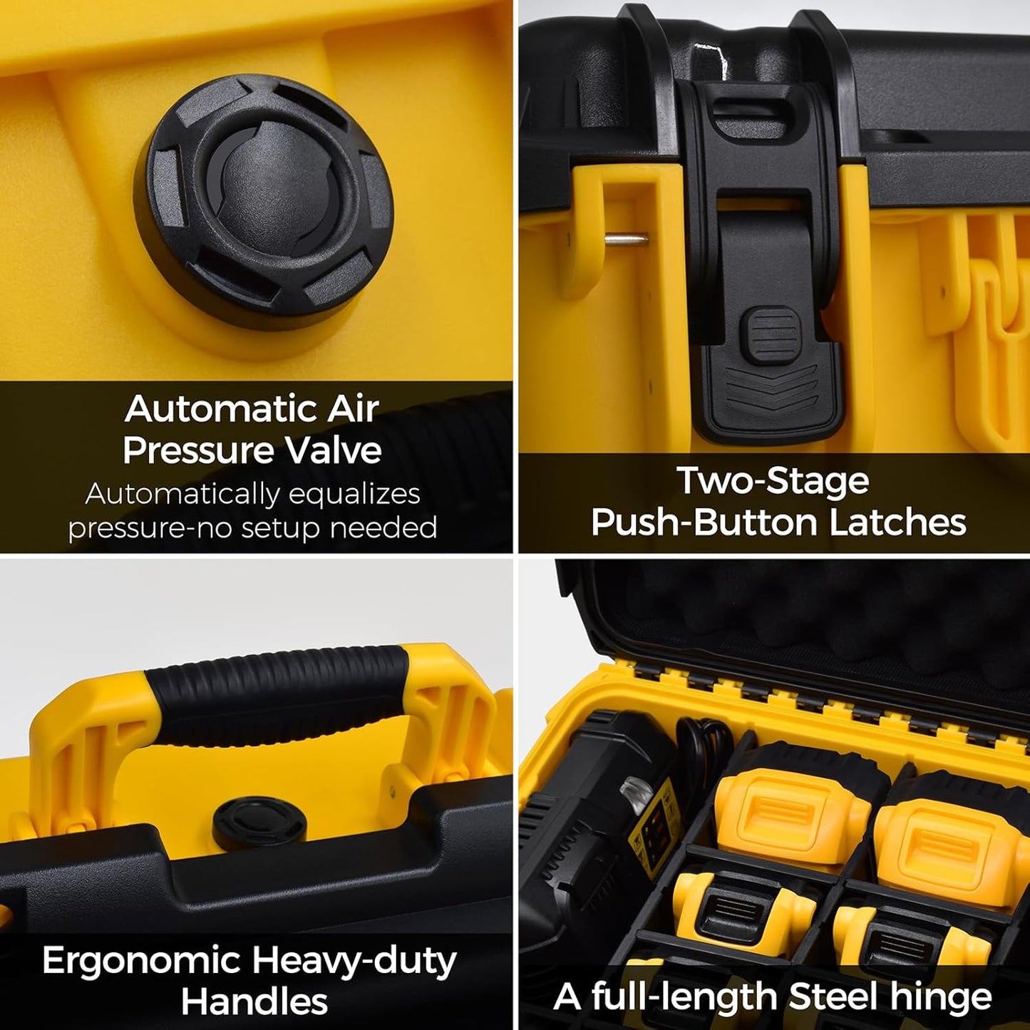 Case for Dewalt Battery – Waterproof Extra Large Hard Storage Box with 8 Adjustable One-Piece Molded Dividers, Heavy Duty Protective Organizer for Dewalt Battery and Charger