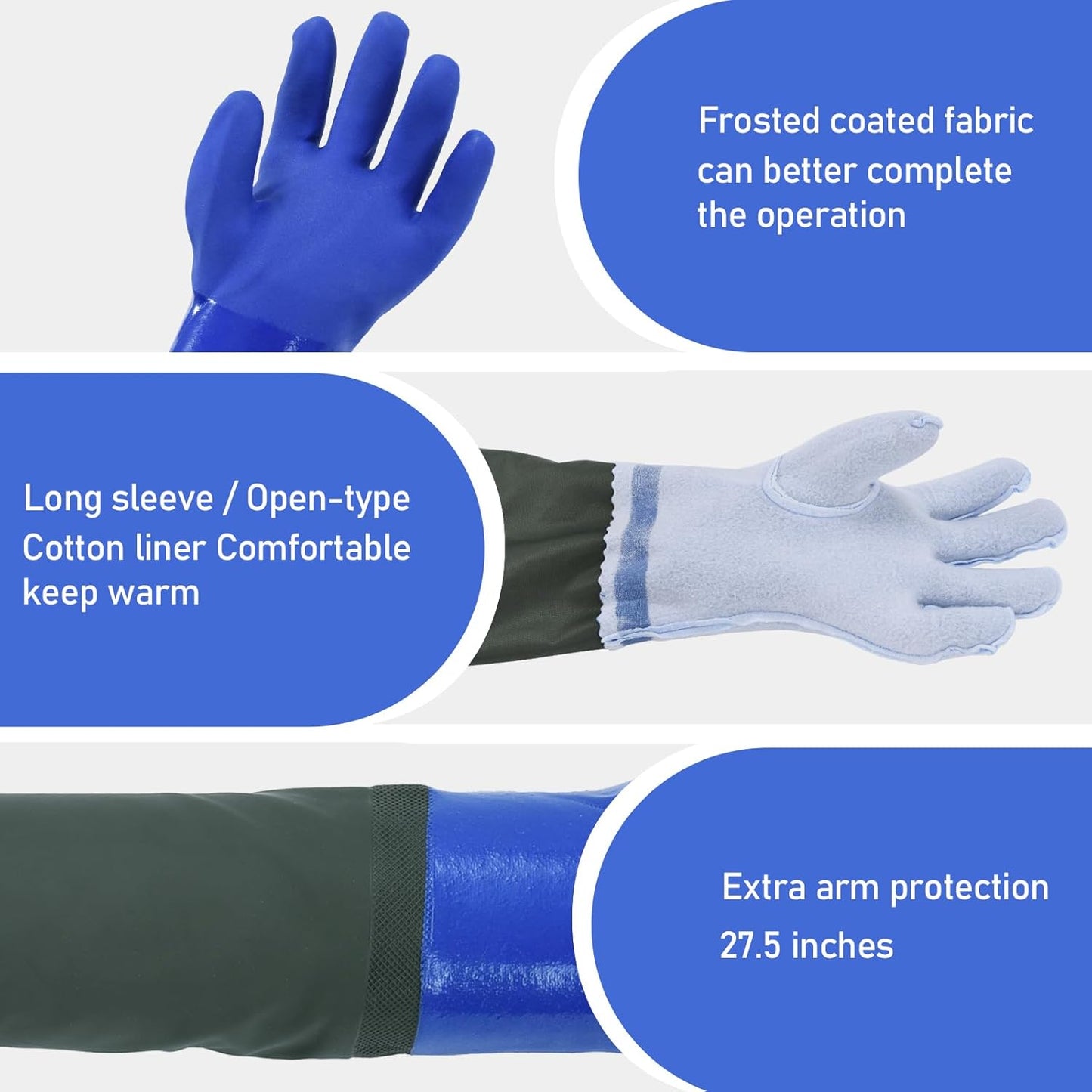 MUMUKE Long Waterproof Gloves, 28 inch | Long Chemical Gloves, Reusable, Padded Cotton Lined, Acid & Oil Resistant