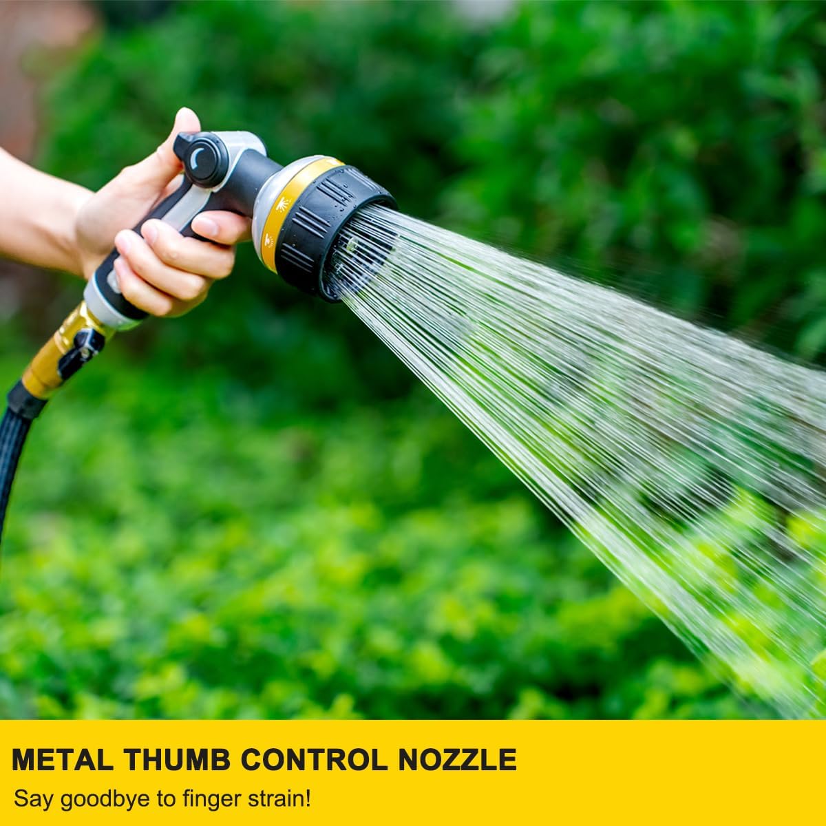 FANHAO Heavy Duty Garden Hose Nozzle, Metal Water Hose Sprayer with 10 Spray Patterns, Thumb Control, On Off Valve, High Pressure Water Nozzle for Plants Watering, Car and Pet Washing, Blue