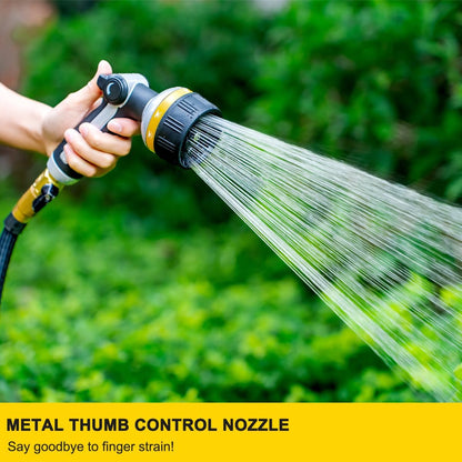 FANHAO Heavy Duty Garden Hose Nozzle, Metal Water Hose Sprayer with 10 Spray Patterns, Thumb Control, On Off Valve, High Pressure Water Nozzle for Plants Watering, Car and Pet Washing, Blue