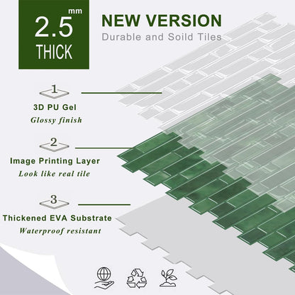 STICKGOO Thicker Design Peel and Stick, Self Adhesive Stick On Tile Backsplash for Kitchen and Bathroom, Beige & White, 12”×12”, 10 Sheets