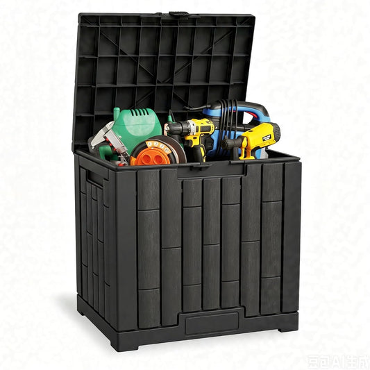 LAUSAINT HOME 320 Gallon Resin Deck Box, Package Delivery Box with Lockable Lid, Waterproof Outdoor Storage Box For Garden Tools, Patio Cushions(320 Gallon,Black)