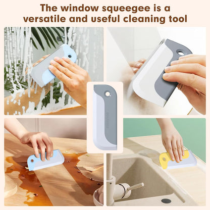 3 Pack Small Squeegees, Squeegee for Shower Glass, Car Window Squeegee, Glass Squeegee. Grey, Yellow, Blue for Home Kitchen, Countertop, Auto Windows, and Bathroom Mirrors