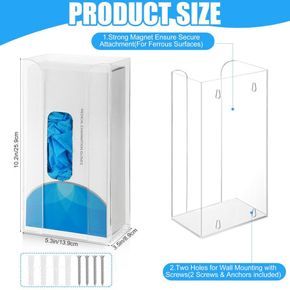 Weysat 2 Pcs Acrylic Glove Box Holder Dispenser Glove Holder for Wall Mount Acrylic Rack Wall Floating Mask Dispenser for Medical Latex Rubber Disposable Mitten Boxes(Clear,Horizontal Style)