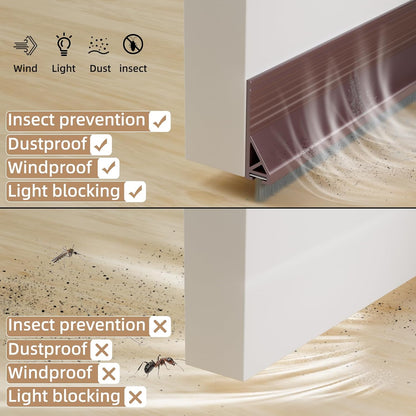 KNEELISA 39”X 1 Pack Rubber Door Sweep Bottom Exterior & Interior,Silicone Adhesive Under Door Draft Stopper with Brush,Gap Filler Noise Blocker,Soundproofing Seal Strip,White