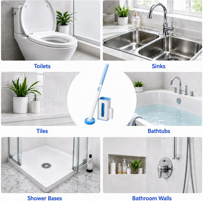 RV Toilet Brush, RV Accessories, Wall Mount Toilet Brush, 64 Toilet Refills | Hands Free Toilet Brush, One-Button Release, RV Toilet Brush and Holder Set, Compact Design, Camper Bathroom Accessories