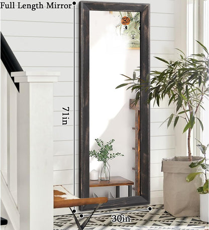 AAZZKANG Full Length Mirror Rectangle Wood Framed Large Wall Mirrors Black | 47"x16" Bedroom Living Room Bathroom Dressing Room Entryway Hanging Mirror