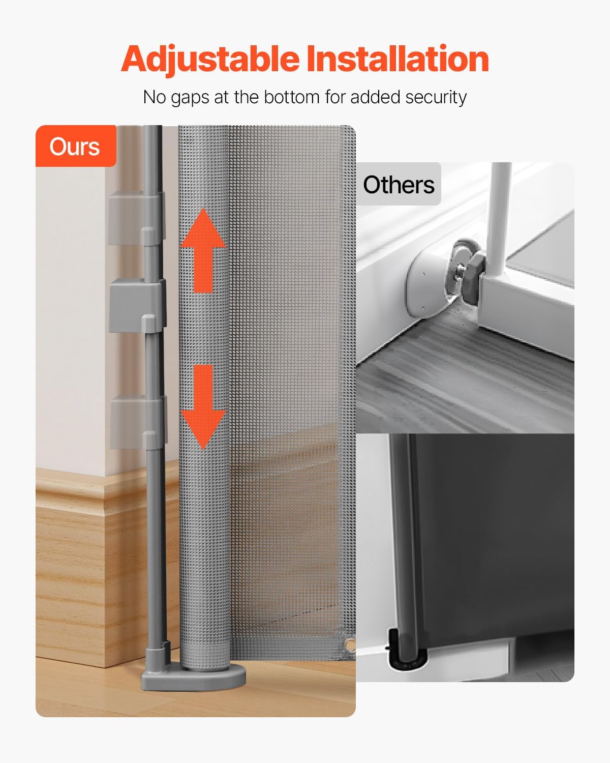 VEVOR Retractable Baby Gate, 34 inch Tall, Extends up to 71 inch Wide, Retractable Gate for Kids or Pets, Mesh Material, Easy to Install for Indoor Stairs, Doorways, Hallways, Playrooms, Gray