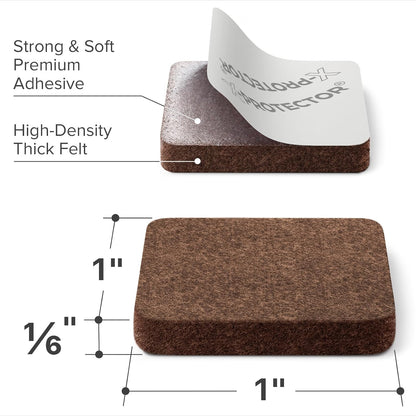 X-Protector Premium Felt Furniture Pads - 20 PCS 6 x 1/2" - Black Rectangular Pads with Tenacious Adhesive - Protects Hardwood, Laminate & Tile Floors