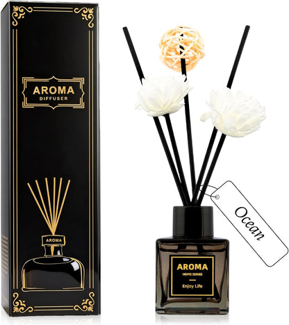 Reed Diffuser Set, 1.7 fl oz Scent Diffuser with Sticks, Freesia Scent for Bathroom Accessories Shelf Decor, Air Fresheners for Home, Home Fragrance Products, House Office Room Decor Aesthetic Gift