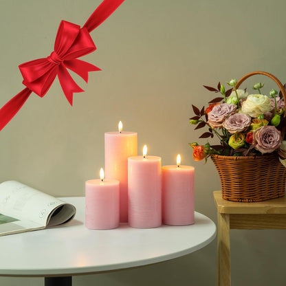 LUSHARBOR Flameless Candles, 4 Pack Battery Operated Candles with Remote, Real Wax LED Fake Candles with Timer Flickering for Christmas Wedding Home Party D3 H 5" 6" 7" 9" White