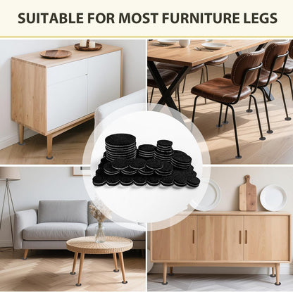 Ezprotekt Felt Furniture Pads for Hardwoods Floors, 440 PCS Self Adhesive Felt Pads for Chairs, Cuttable Anti-Scratch Furniture Feet Floor Protectors for Chair Sofa Bed Table Cabinet (Black)