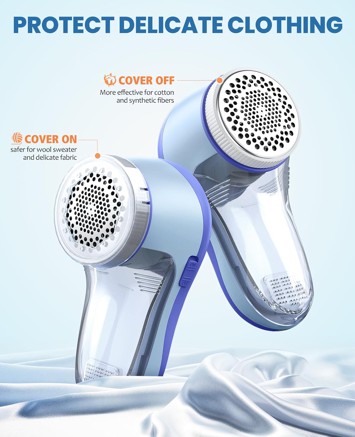 POPCHOSE Fabric Shaver, Lint Shaver for Clothing, Electric Lint Remover with 6-Leaf Blades, Sweater Defuzzer, Clothes Shaver for Couch, Furniture, Blanket, Remove Pilling, USB Rechargeable