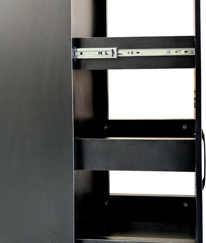 70" Slim Storage Cart, 6-Tier Narrow Pantry Cabinet with Handle & Wheels, Slim Rolling Cart for Kitchen, Spice Rack Next to Fridge – Side of Fridge Storage, Pull-Out Shelf for Small Spaces (Black)