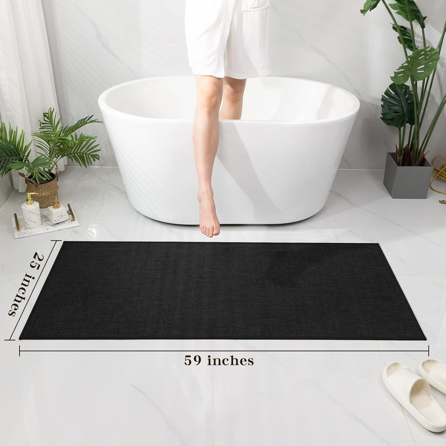 chakme Bathroom Rugs Mat 24x17, Ultra Thin Non Slip Bath Mat Small Quick Dry Absorbent Bath Mat for Bathroom Floor, (Dark Beige, 24"x17")