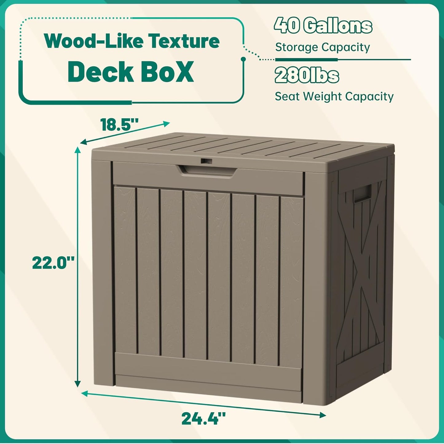 Devoko 30 Gallon Resin Deck Box Waterproof Outdoor Storage Box for Patio Furniture Pool Accessories Indoor Storage for Cushion Garden Tools (30 Gallon, Black)