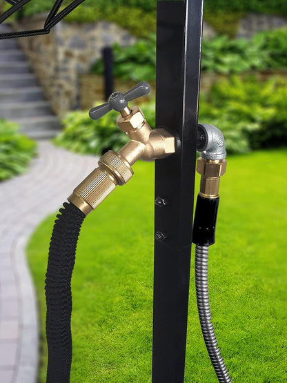 Artigarden Freestanding Garden Hose Holder Hanger, Outdoor Heavy Duty Metal Water Hose Storage Holders Stand Organizer Rack Detachable Stake, Holds 150 Ft of Hoses for Outside Lawn Yard, Black
