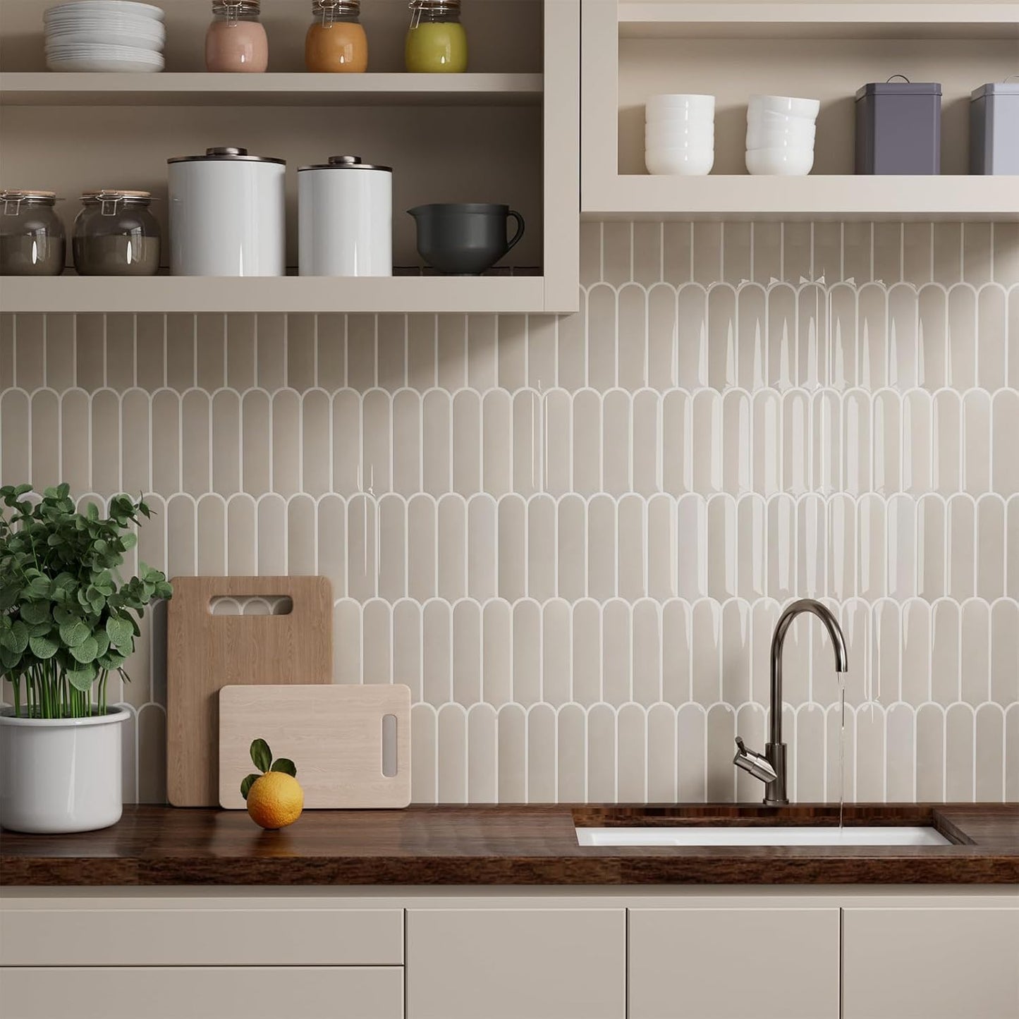 Peel and Stick Backsplash Tile, 10 Sheets 12''x12'' Kitchen Tiles | Beige White Self Adhesive 3D Wall Tiles Back Splash for Kitchen, Bathroom, Laundry Room