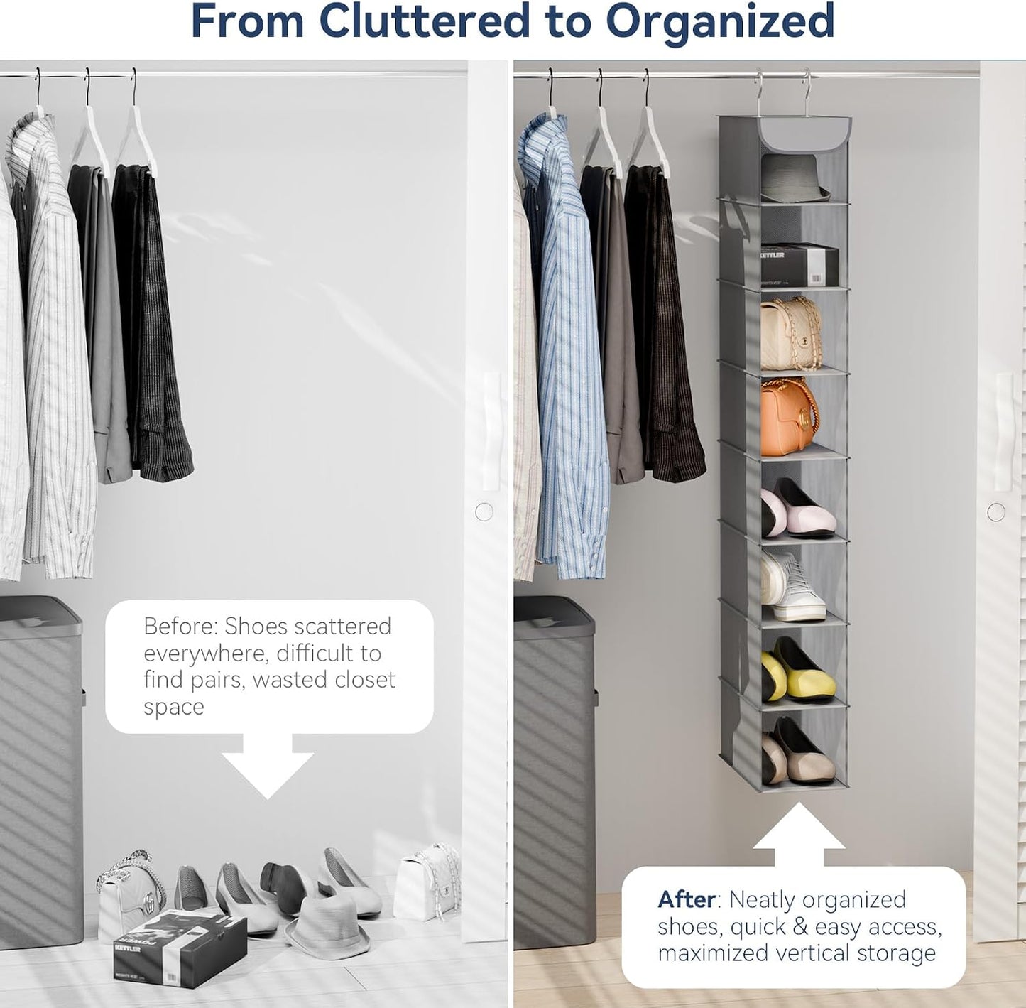Whitmor Hanging Shoe Shelves - Crosshatch Gray