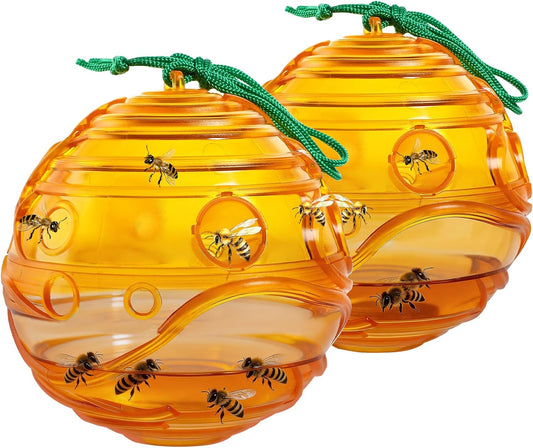 2 Pack Wasp Trap Outdoor Hanging, Hornet Catcher and Carpenter Bee Traps for Outside，Resuable Yellow Jacket Trap