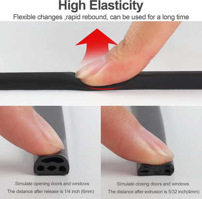 [New Upgrade] 19.7Ft Silicone Door Weather Stripping Door Seal Strip for Doors & Windows, Multi-Layer Soundproof Chamber Design, Self-Adhesive, Seal Large Gaps, Easy to Cut & Install