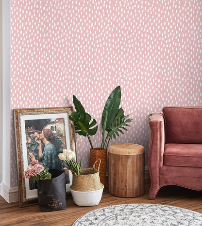 HAOKHOME Peel and Stick Wallpaper Boho Modern Dots Wall Paper Removable for Bathroom Caramel/White Contact Paper 17.3in x 9.8ft