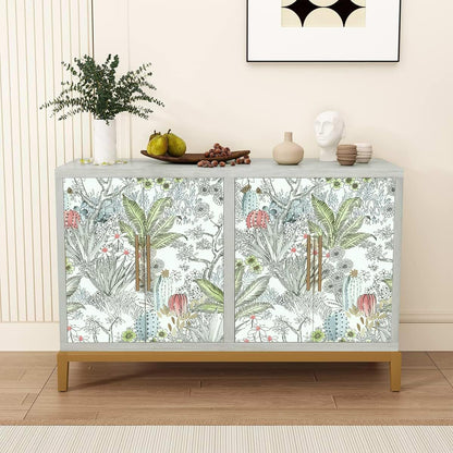 Wudnaye Boho Peel and Stick Wallpaper Catus Wallpaper 17.7" x 118.1"Vintage Floral Wallpapers Peel and Stick Botanical Removable Wall Paper Boho Self Adhesive Contact Paper for Bathroom Cabinets