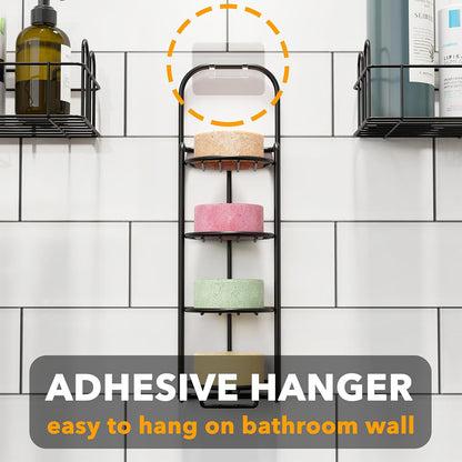 SpaceAid 4 Tier Shampoo Bar Holder for Shower, Self Draining Soap Bar Holders Caddy for Bathroom Wall and Kitchen Sink, Shampoo Bar Dish Rack, Stainless Steel Bar Soap Holder (Black)