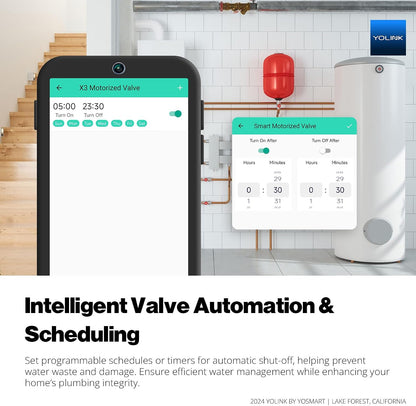 YoLink LoRa Smart Water Leak Protection System, Including 1/2" Commercial Grade Smart Motorized Stainless Steel Valve, (3) Water Leak Sensors, Hub: Up to 1/4-Mile Range, IFTTT, Alexa, Home Assistant
